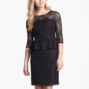 Black Peplum Lace Sheath Dress
